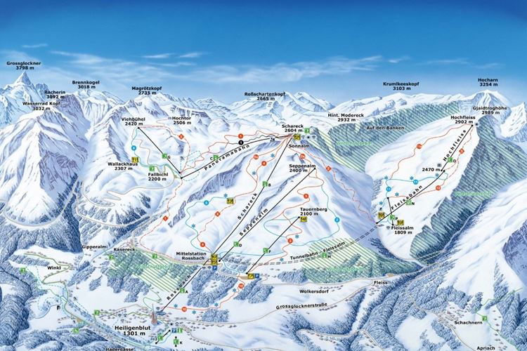 Ski mapa Grossglockner Heiligenblut. Geovita