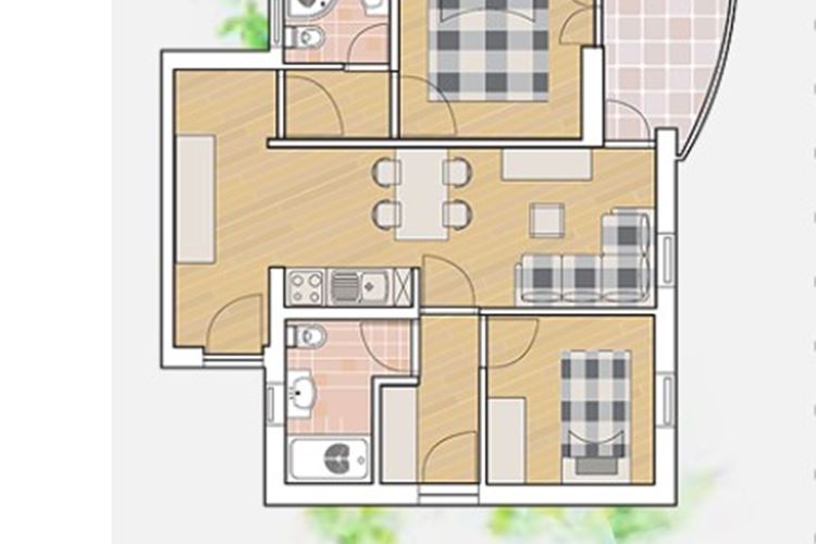 2ložnicový apartmán, 2x ložnice s manželskou postelí 200 x 160 cm, Camping Kozarica, Pakoštane, Chorvatsko, Dovolená s CK Geovita