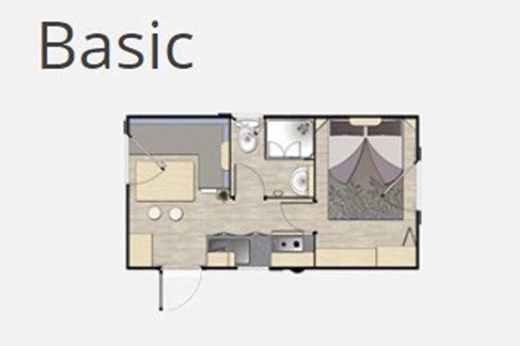 1ložnicový mobilní dům BASIC, Manželská postel 200 x 160 cm, CK GEOVITA