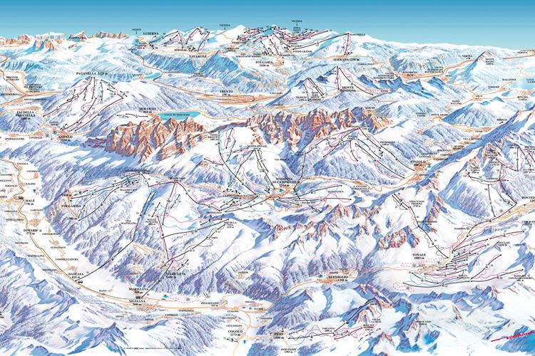 Ski mapa Val di Sole Adamello Brenta. CK Geovita.