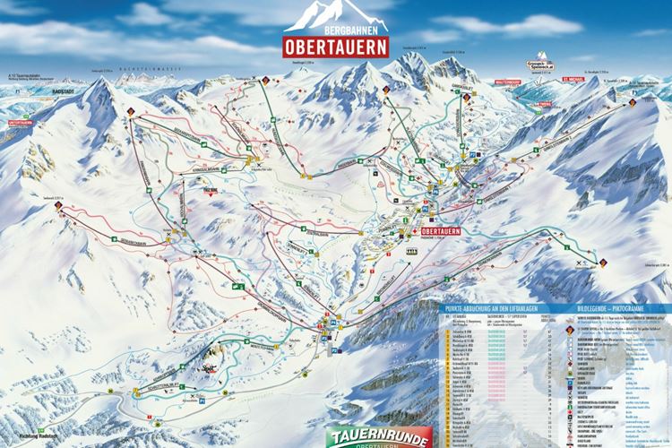 Lyžařská mapa Obertauern, Rakousko