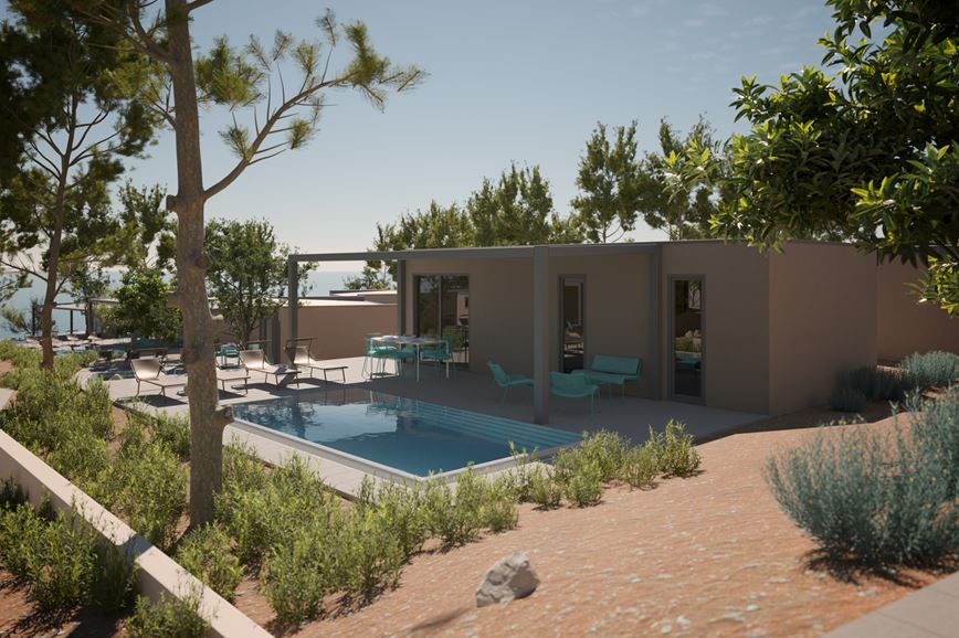 2ložnicový mobilní dům Luxury s bazénem, Aminess Avalona Camping Resort, CK GEOVITA