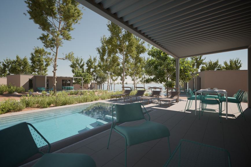 2ložnicový mobilní dům Luxury s bazénem, Aminess Avalona Camping Resort, CK GEOVITA