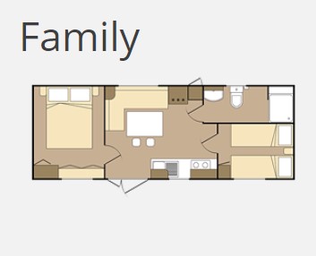 2ložnicový mobilní dům FAMILY, Manželská postel 200 x 160 cm, Samostatná postel 200 x 80 cm