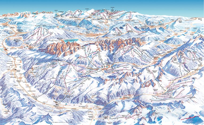 Ski mapa Val di Sole Adamello Brenta. CK Geovita.