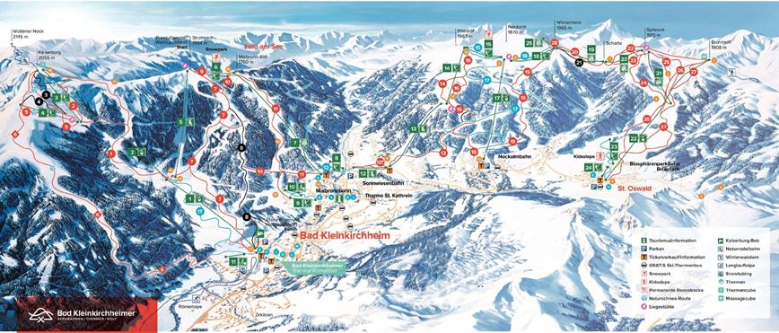 Bad Kleinkirchheim, ski mapa. Rakousko. Geovita